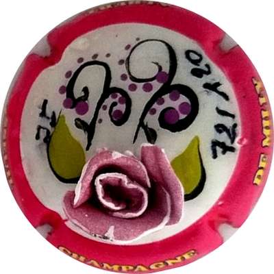 N°040b Peinte à  la main, fleur en relief, contour rouge, fleur mauve, 120 exemplaires
Photo Gérard T
