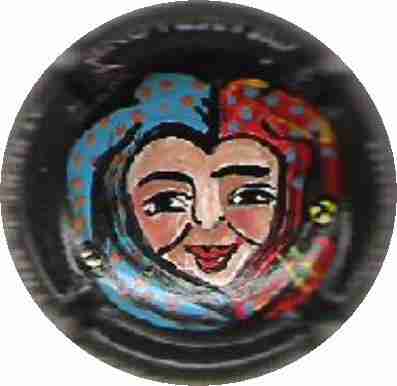 N°006a Bonnet bleu et rouge, peinte à  la main par Lydia
Image Yves STEFANI
